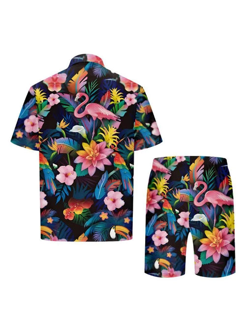 2-delige Set - Flamingo Bloemenstijl - Kwaliteitsmateriaal - Perfect voor Zomerse Uitjes
